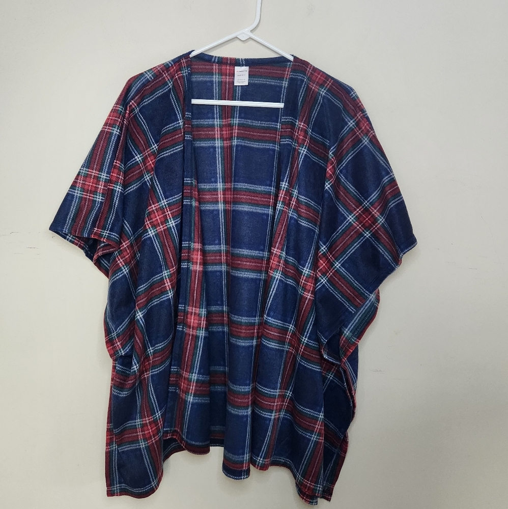 Women's Liz Claiborne Plaid Poncho Onesize - Picture 8 of 8
